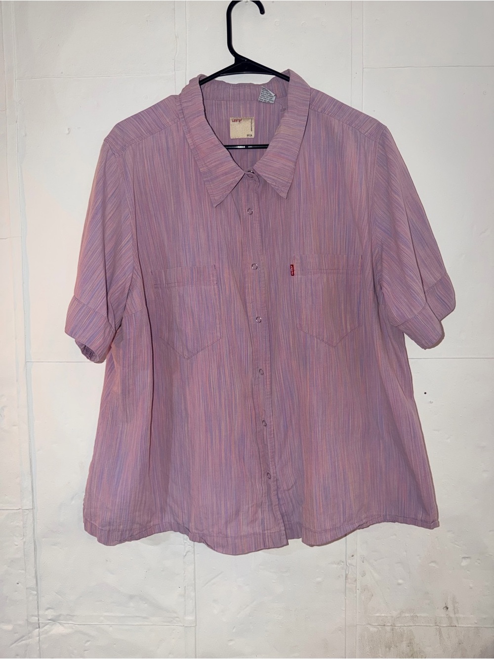 Vintage Levi's Pastel Striped Short Sleeve Button-Up Shirt - Men's Size 2XL